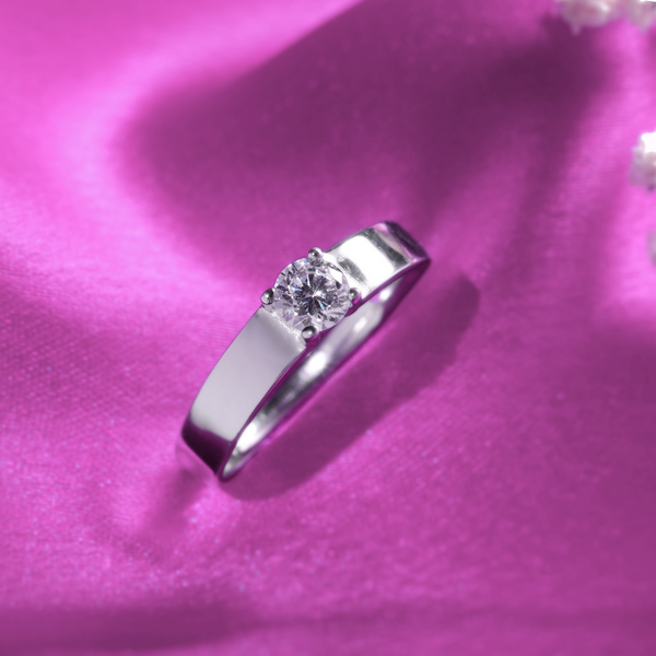 Classic Solitaire Adjustable Silver Ring