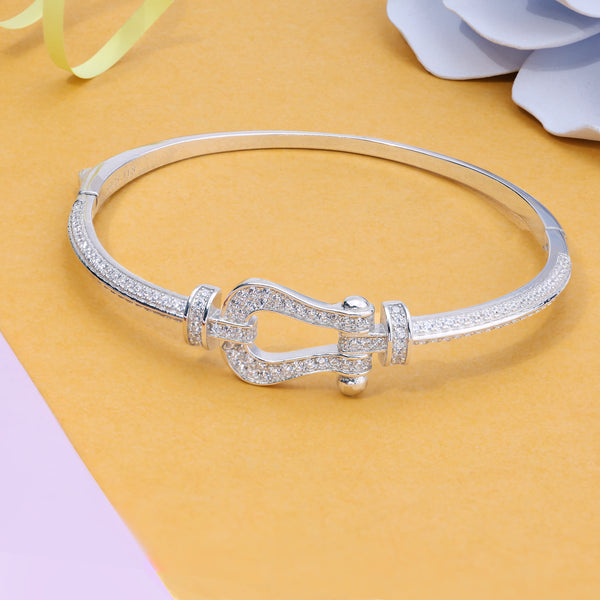 Sterling Silver Hook & Eye Bangle Bracelet (Silver Colour)