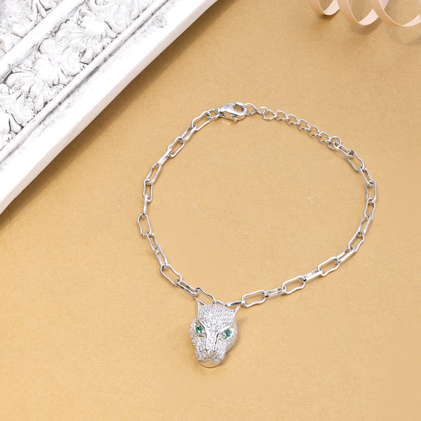 Sterling Silver Cat Link Bracelet (Silver Colour)