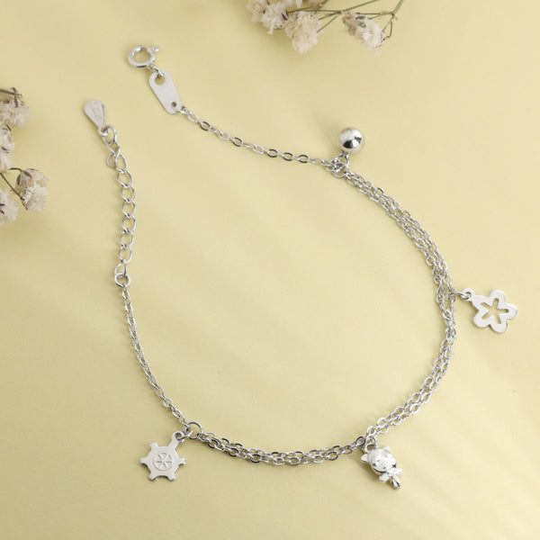 Four Charm Multi Chain Silver Bracelet