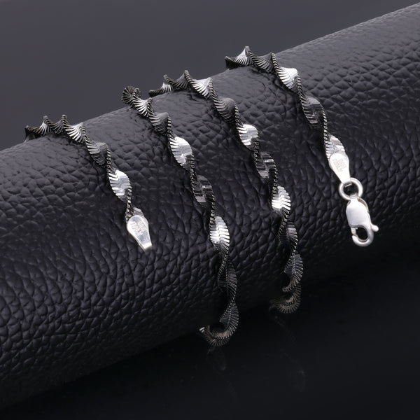 Sterling Silver Spiral Singapore Chain (black Colour)