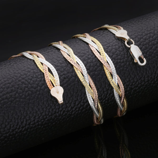 Shiny silver 3 layer multi finish chotala Design Gold Chain