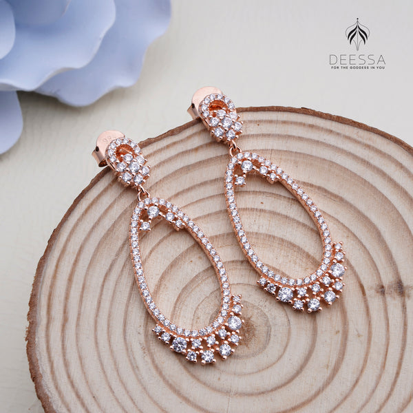 Shiny Shape Rose Gold Drop Earring