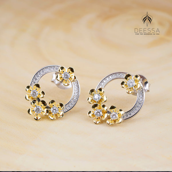 Shiny Clarice Round Shape Silver Stud Earring