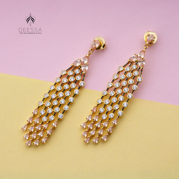 Shiny Water fall Shape Gold Drop Earring