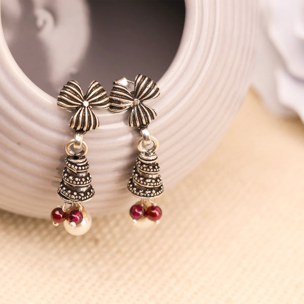 Shiny Flower Bell  Shape oxidised Jhumka Earring