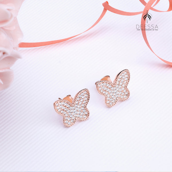 Shiny Butterfly Shape Rose Gold Stud Earring