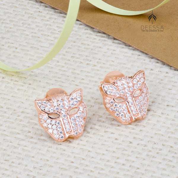 Shiny Cat Shape Rose Gold Stud Earring