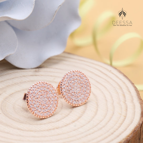 Shiny Sparkly Shape Rose Gold Stud Earring