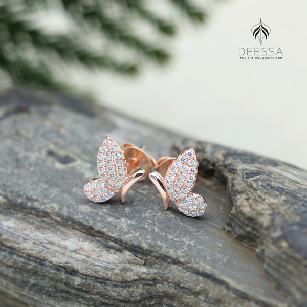 Shiny Butterfly Shape Rose Gold Stud Earring