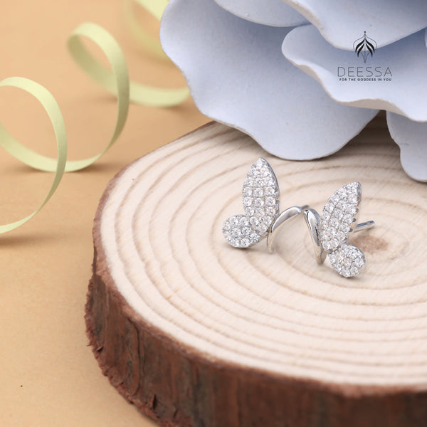 Shiny Butterfly Shape Silver Stud Earring