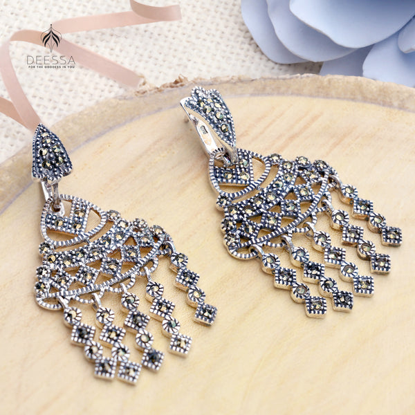 Shiny Hanging Shape oxidised Jhumka Earring