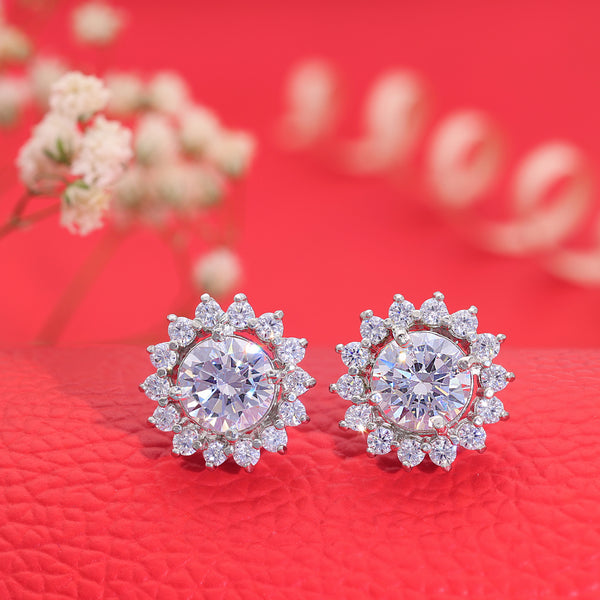 Shiny Sunflower star Shape Silver Stud Earring