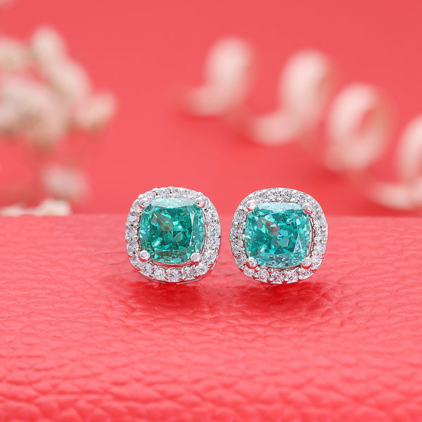 Shiny Nano Emerald Shape Silver Stud Earring