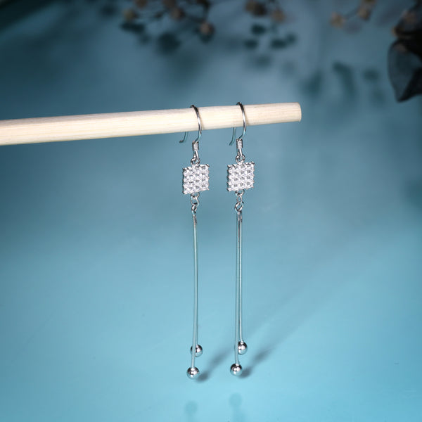 Hanging Silver Pearl Studded Drop Earring