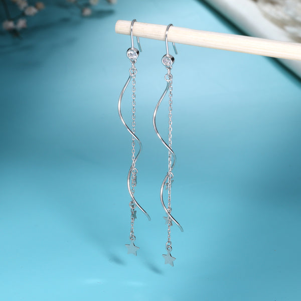 Dance with Shooting Stars Drop Silver Earrings