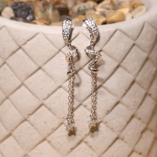 Ivy to Star Silver Snake Drop Earrings