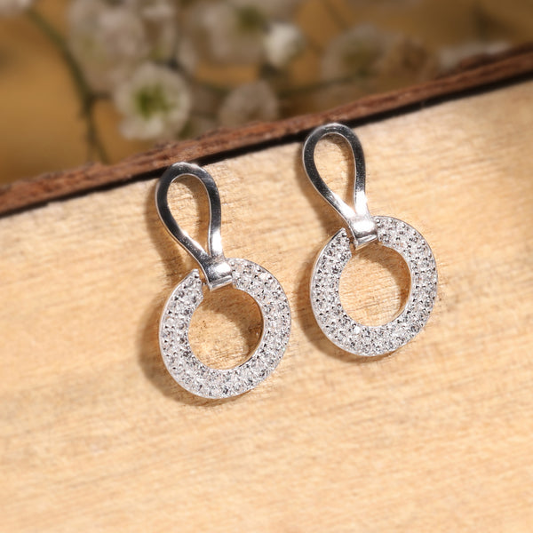 Stud Circular Drop Silver Earrings