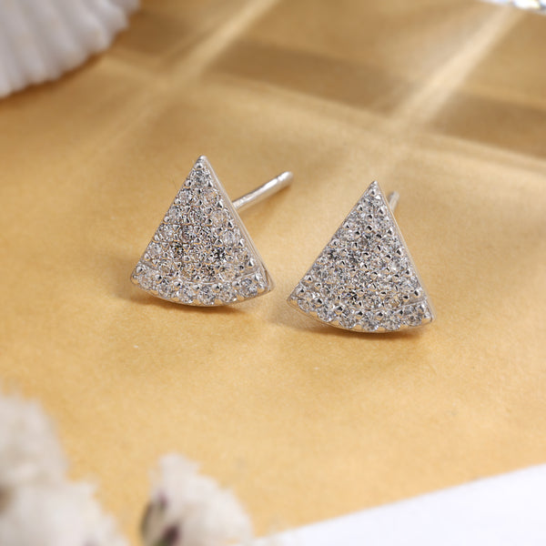 Pastry Triangular Stud Silver Earrings