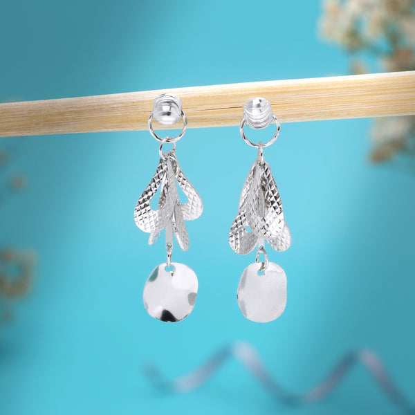 Chime Leaves Drop Silver Earrings