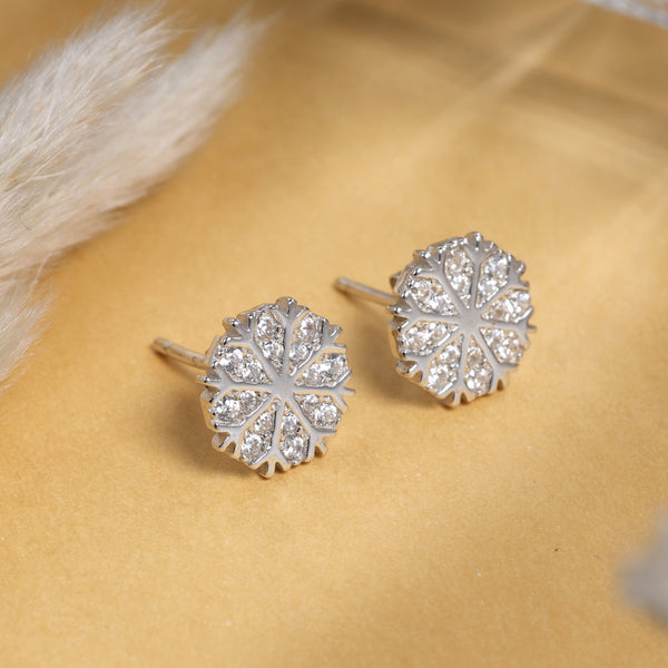 Snowflake Premium Stud Silver Earrings