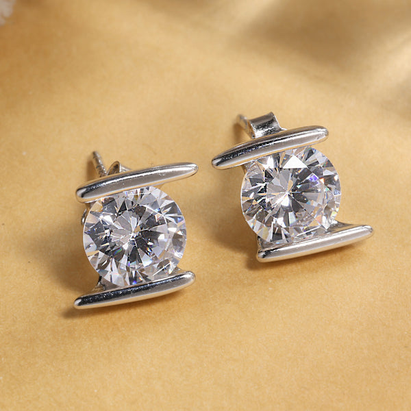 Ultra Premium Solitaire Silver Earrings