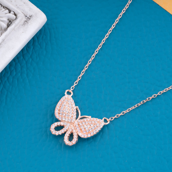 Sterling Silver Butterfly Necklace Pendant (Rose Gold Colour)