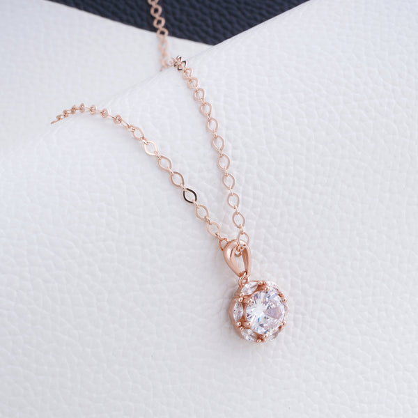 Sterling Silver Hexagon Necklace Pendant (Rose Gold Colour)