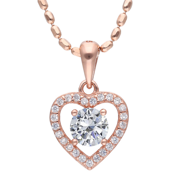 Sterling Silver Heart Necklace Pendant (Rose Gold Colour)