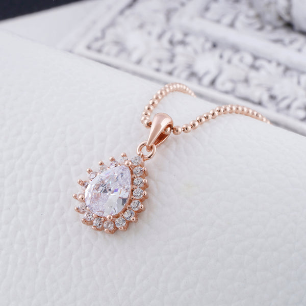 Sterling Silver Pear Necklace Pendant (Rose Gold Colour)