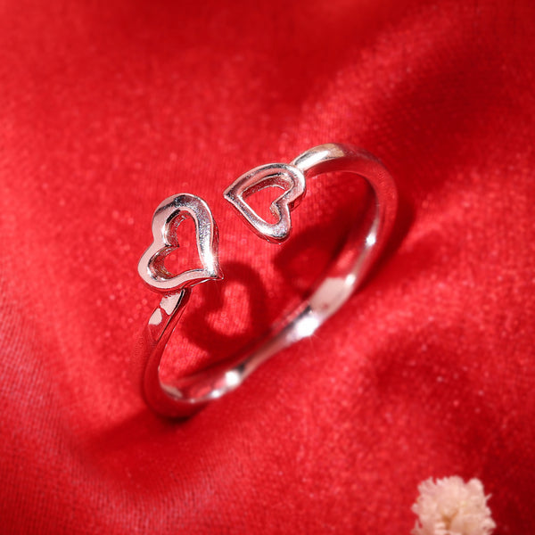 Heart n Heart adjustable Silver Ring