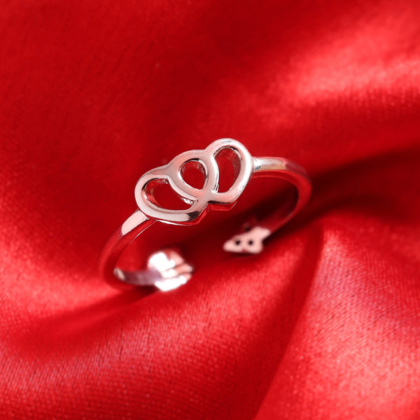 Cross my Heart n Bow Adjustable Silver Ring