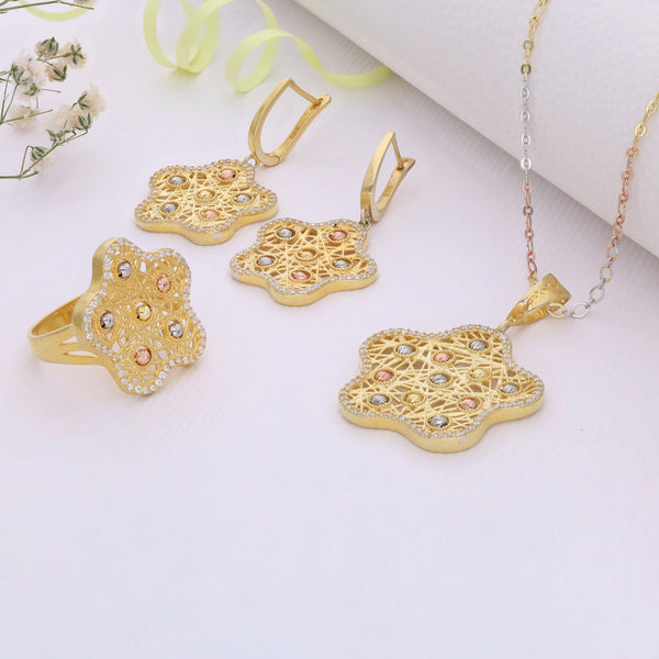 Shiny Star Filigree Shape Gold jewellery Sets