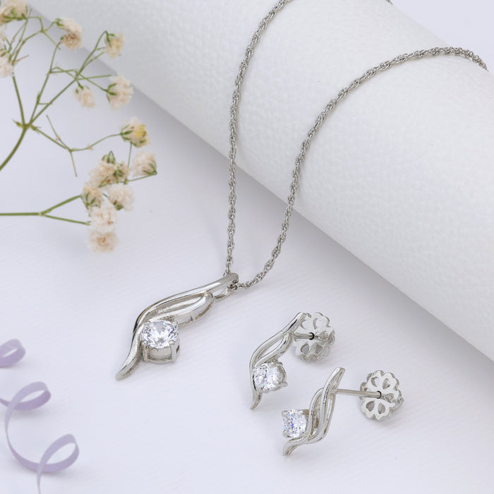 Shiny Wave Style Shape Silver jewellery Sets