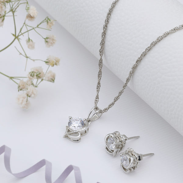 Shiny Mini Crystal Shape Silver jewellery Sets