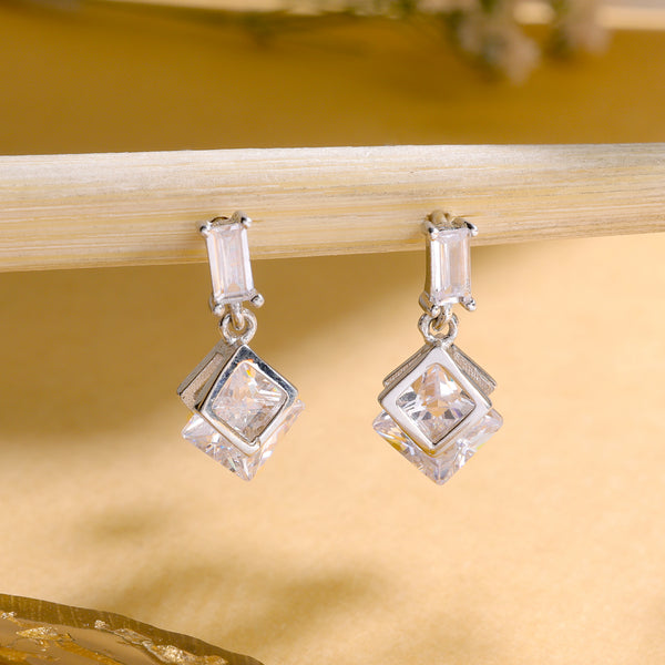 Premium CZ Hanging Silver Earrings