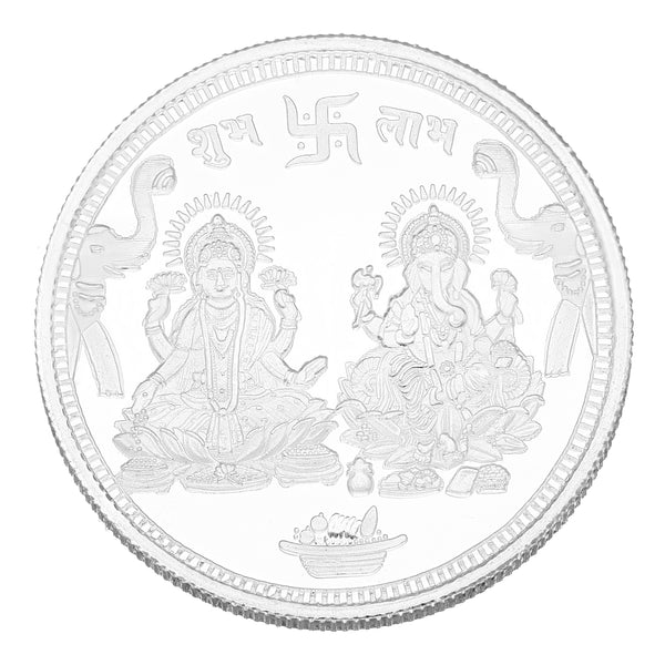 Shri Ganesh Laxmi ji Coin 10gm: DEESSA Silver Coins 99.9% Pure Certified