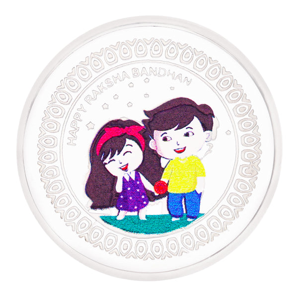 Brother Sister 10gm Pure Silver Coin 99.9% Purity for Festive Gifting | Raksha Bandhan Gift for Sister Bhabhi, Gifts for Women & Girls